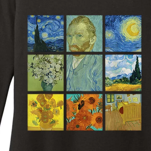 Van Gogh Paintings Sunflowers Starry Night Womens CVC Long Sleeve Shirt