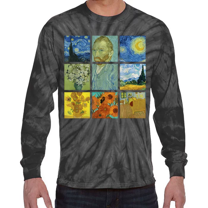 Van Gogh Paintings Sunflowers Starry Night Tie-Dye Long Sleeve Shirt