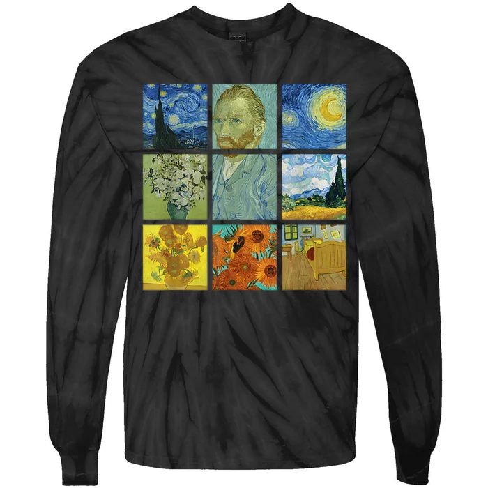 Van Gogh Paintings Sunflowers Starry Night Tie-Dye Long Sleeve Shirt