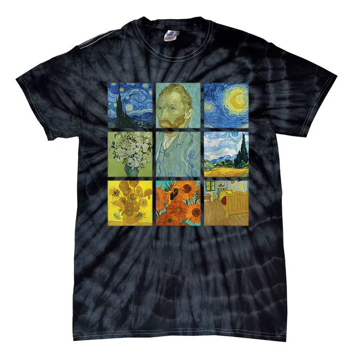 Van Gogh Paintings Sunflowers Starry Night Tie-Dye T-Shirt