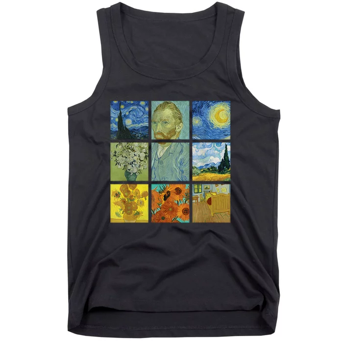 Van Gogh Paintings Sunflowers Starry Night Tank Top