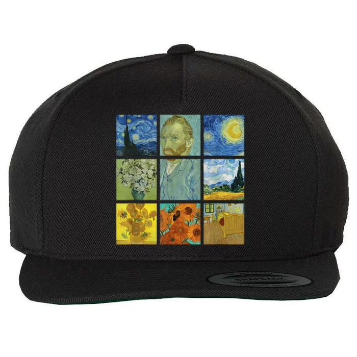 Van Gogh Paintings Sunflowers Starry Night Wool Snapback Cap