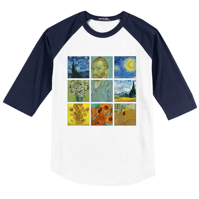 Van Gogh Paintings Sunflowers Starry Night Baseball Sleeve Shirt