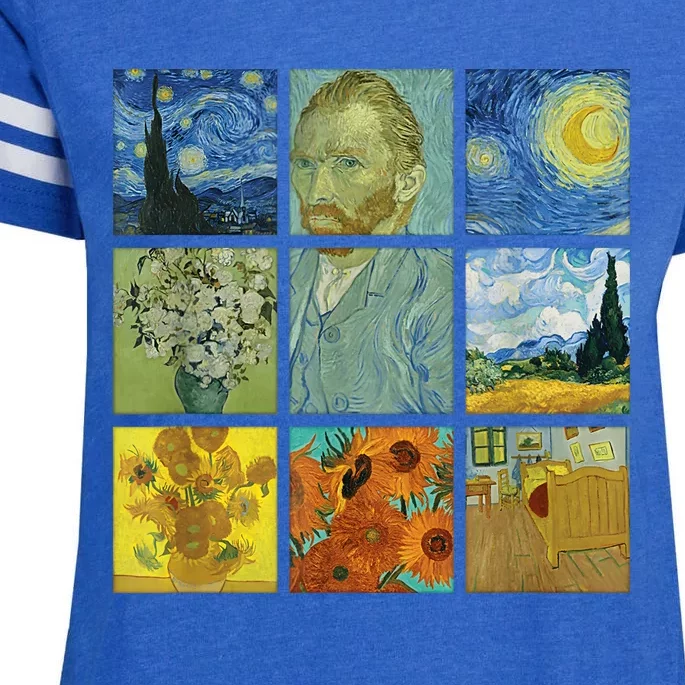 Van Gogh Paintings Sunflowers Starry Night Enza Ladies Jersey Football T-Shirt