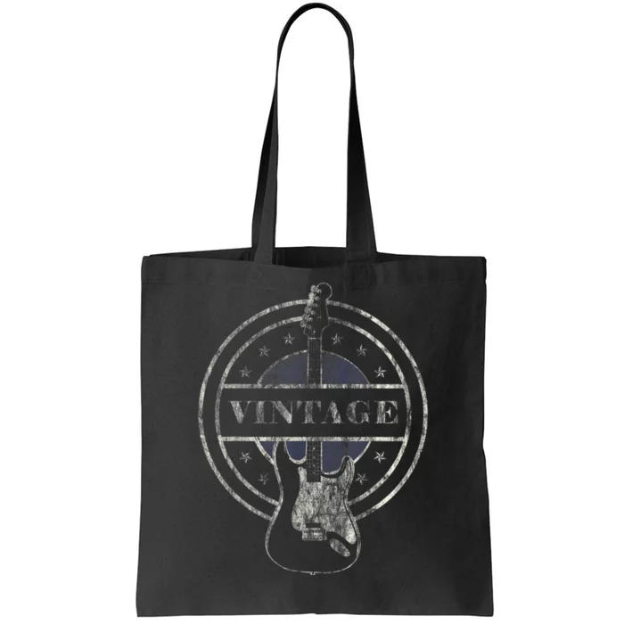 Vintage Guitar Player Shirt Gift Guitarist Rock and Roll Tote Bag