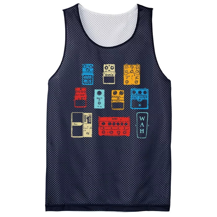 Vintage Guitar Pedals Black White Music Gear Graphic Mesh Reversible Basketball Jersey Tank