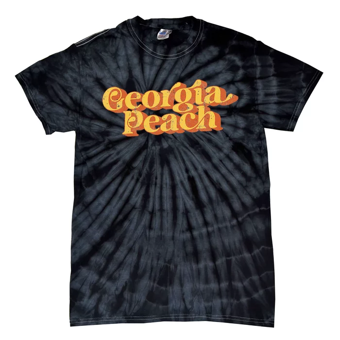 Vintage Georgia Peach Funny Cute Retro 70's Summer Tie-Dye T-Shirt