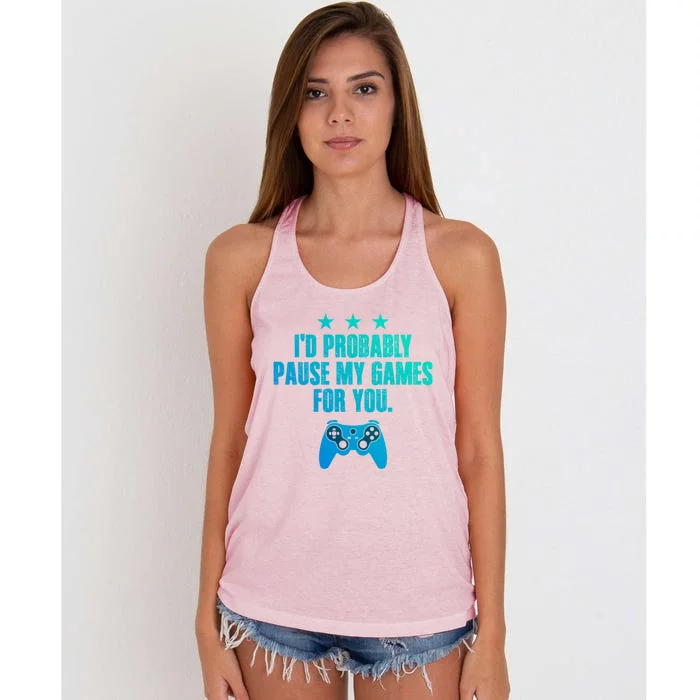 Video Game Player Gaming Joystick Controller Console Gamer Meaningful Gift Women's Knotted Racerback Tank