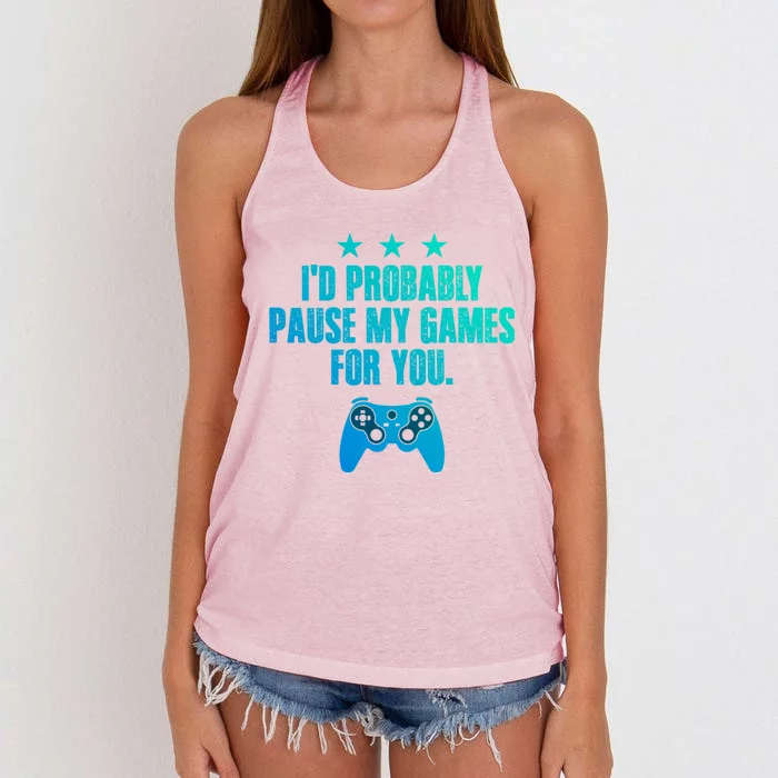 Video Game Player Gaming Joystick Controller Console Gamer Meaningful Gift Women's Knotted Racerback Tank