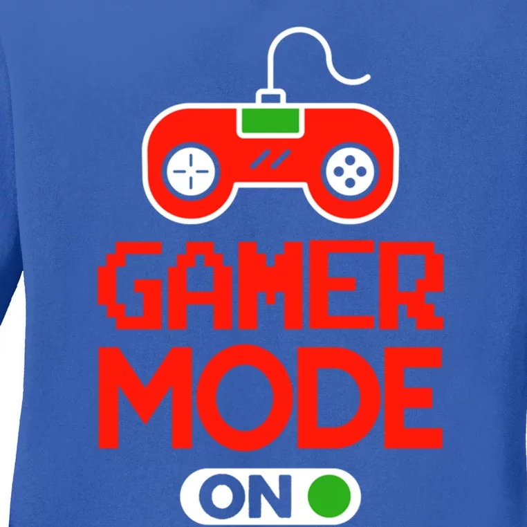 Video Game Player Gaming Joystick Controller Gamer Mode On Great Gift Ladies Long Sleeve Shirt