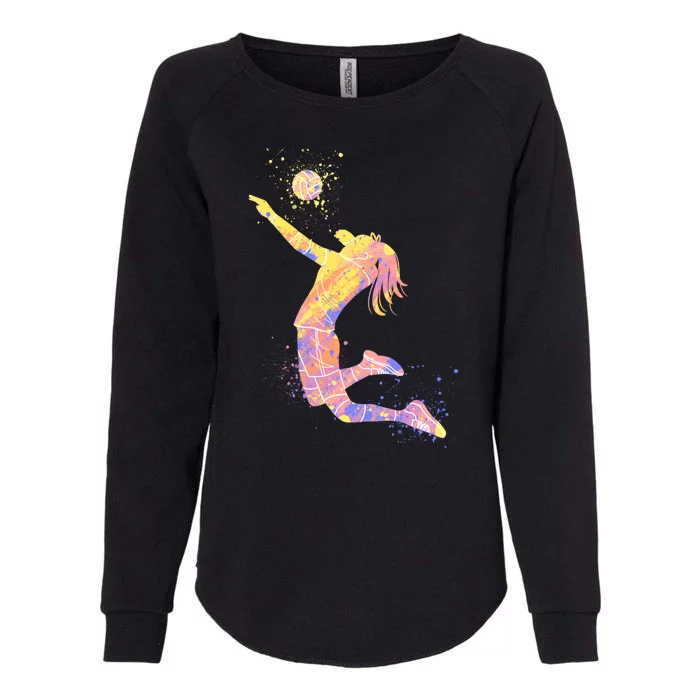 Volleyball Girl Player, Watercolor Volleyball Player Girl Womens California Wash Sweatshirt