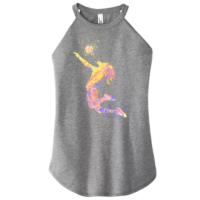 Volleyball Girl Player, Watercolor Volleyball Player Girl Women’s Perfect Tri Rocker Tank