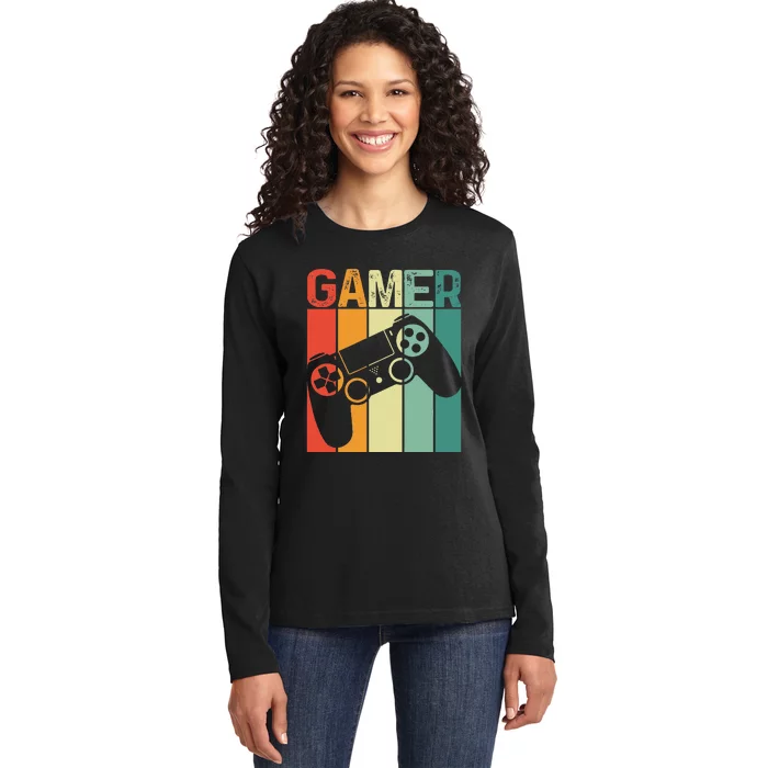 Video Game Player Retro Gamer Gaming Addict Ladies Long Sleeve Shirt