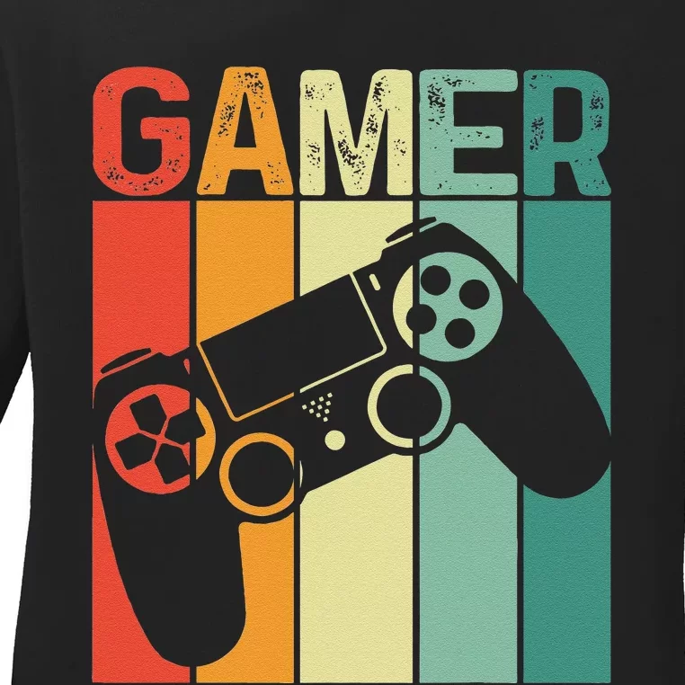 Video Game Player Retro Gamer Gaming Addict Ladies Long Sleeve Shirt