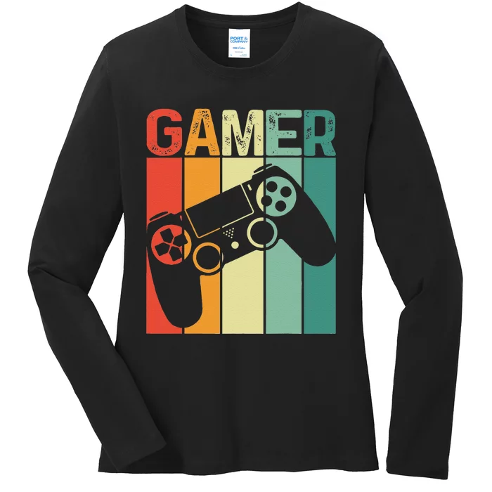 Video Game Player Retro Gamer Gaming Addict Ladies Long Sleeve Shirt