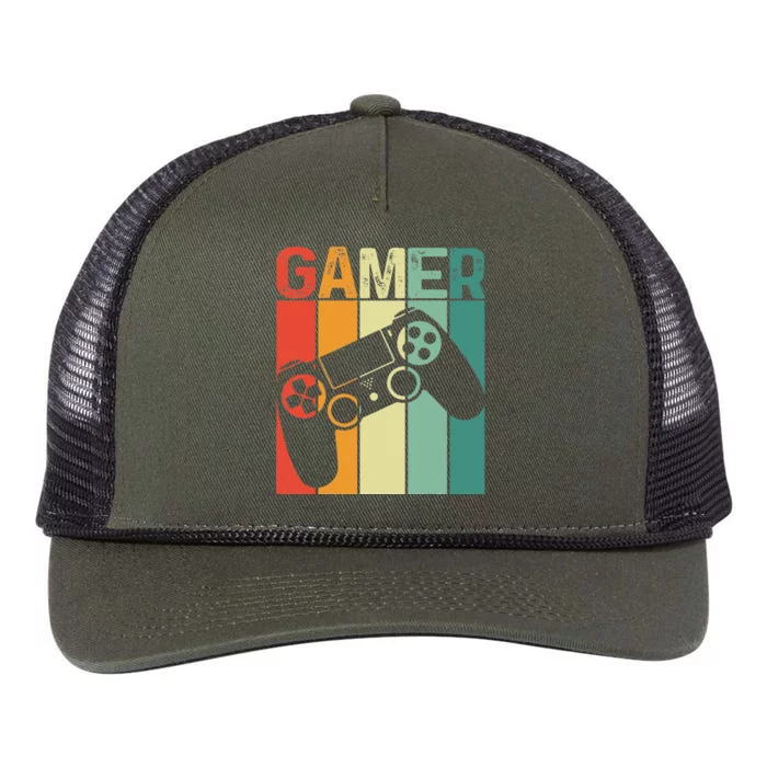 Video Game Player Retro Gamer Gaming Addict Retro Rope Trucker Hat Cap