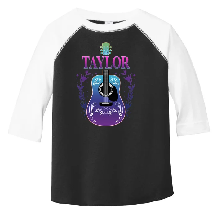 Vintage Guitar Personalized Taylor Name Design Toddler Fine Jersey T-Shirt