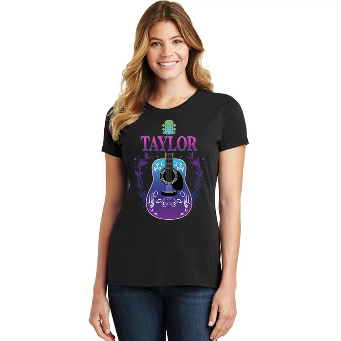 Vintage Guitar Personalized Taylor Name Design Women's T-Shirt