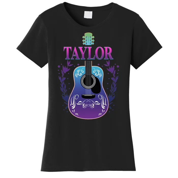 Vintage Guitar Personalized Taylor Name Design Women's T-Shirt