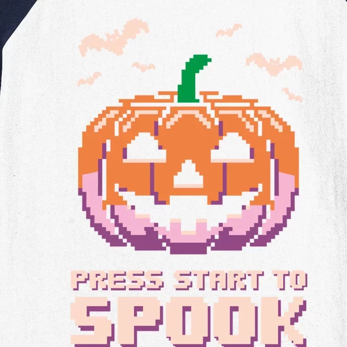 Video Games Player Halloween Gamer Pumpkin Halloween Gaming Gift Baseball Sleeve Shirt