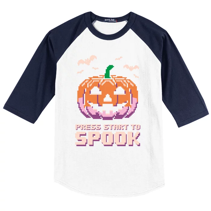 Video Games Player Halloween Gamer Pumpkin Halloween Gaming Gift Baseball Sleeve Shirt