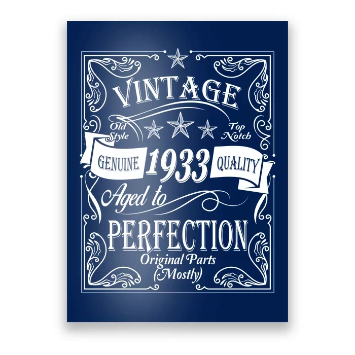 Vintage Genuine Quality 1933 Original Parts Mostly 90th Birthday Poster