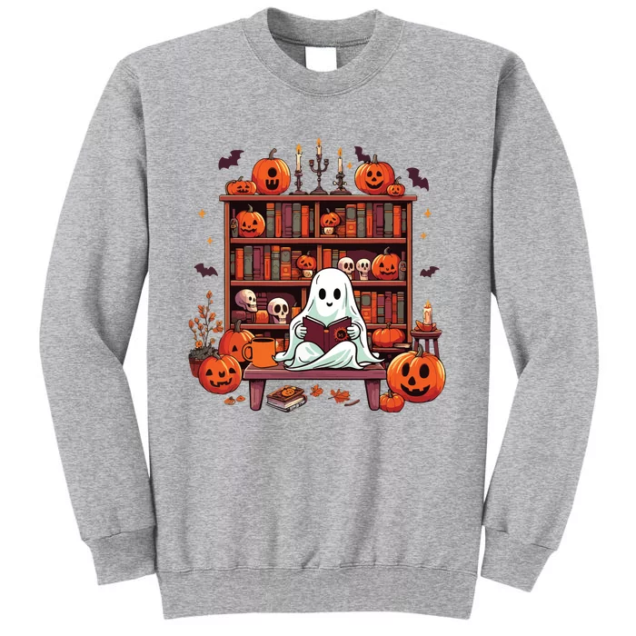 Vintage Ghost Reading Books Teacher Librarian Halloween Tall Sweatshirt