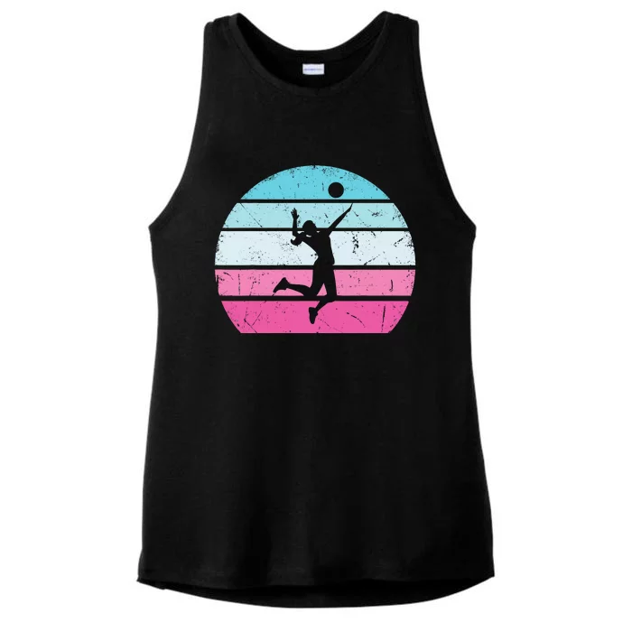 Volleyball Girl Retro Vintage Ladies Tri-Blend Wicking Tank