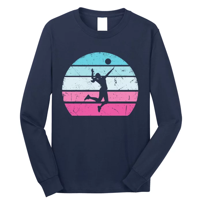 Volleyball Girl Retro Vintage Long Sleeve Shirt