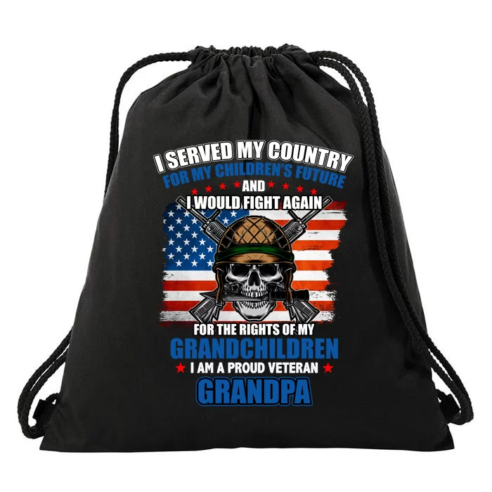 Veteran Grandpa Rights For My Grandchildren Drawstring Bag