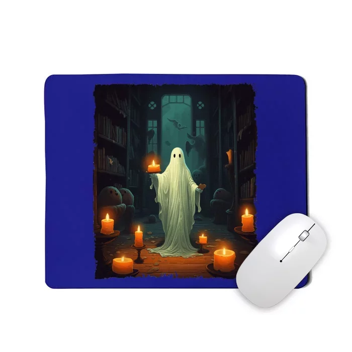 Vintage Ghost Reading Book Librarian Halloween Teachers Mousepad