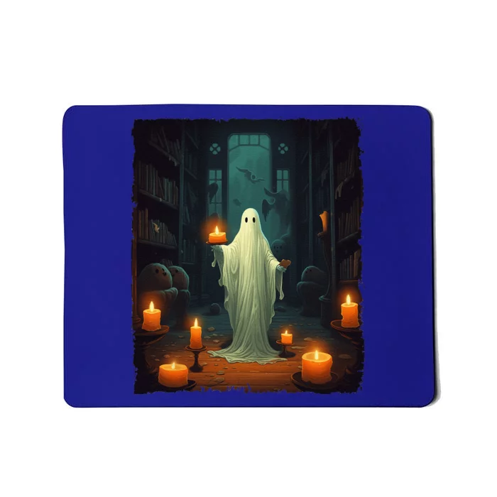 Vintage Ghost Reading Book Librarian Halloween Teachers Mousepad