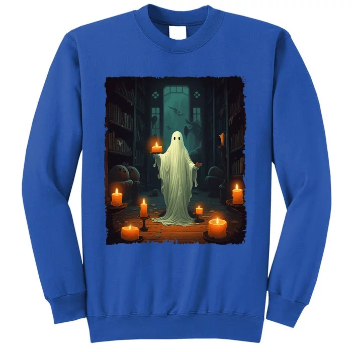 Vintage Ghost Reading Book Librarian Halloween Teachers Tall Sweatshirt