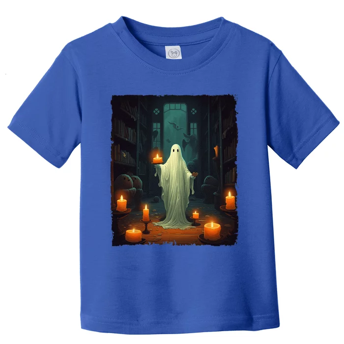 Vintage Ghost Reading Book Librarian Halloween Teachers Toddler T-Shirt