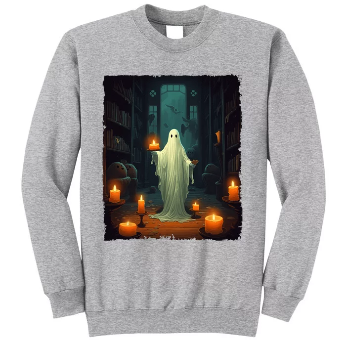 Vintage Ghost Reading Book Librarian Halloween Teachers Tall Sweatshirt