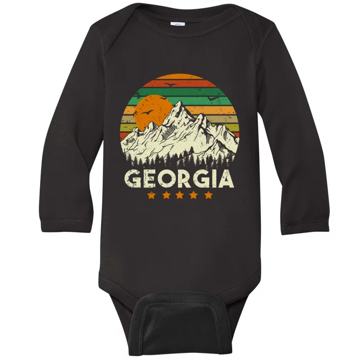 Vintage Georgia Retro Style Ga Usa Baby Long Sleeve Bodysuit