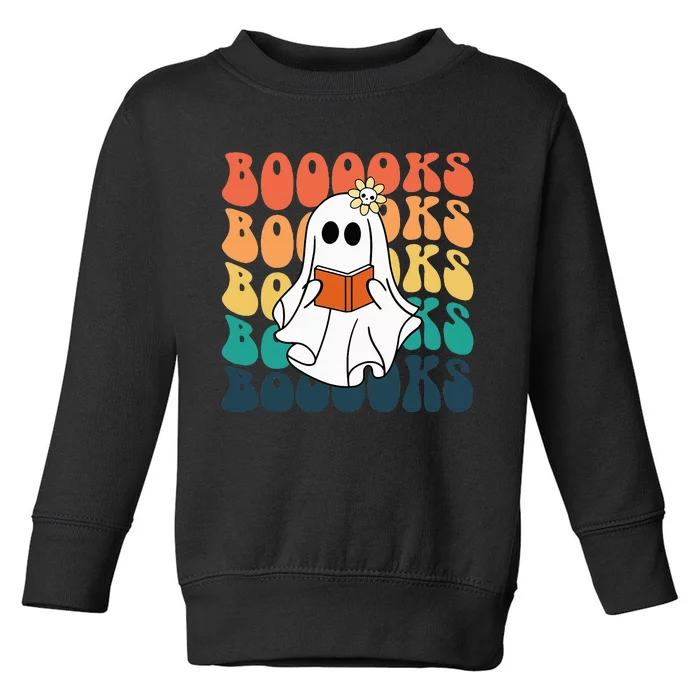 Vintage Ghost Reading Halloween Teacher Gift Toddler Sweatshirt