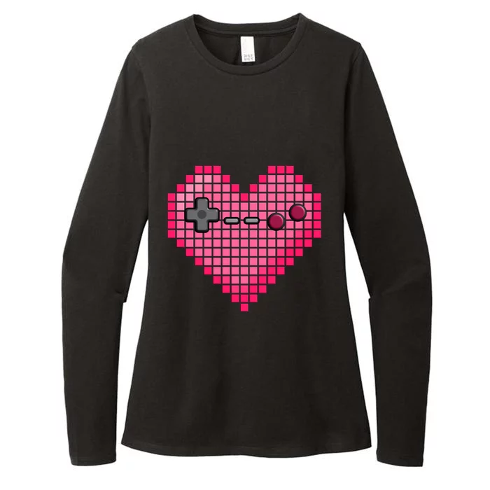 Video Game Retro Gaming Pixel Heart Gift Womens CVC Long Sleeve Shirt