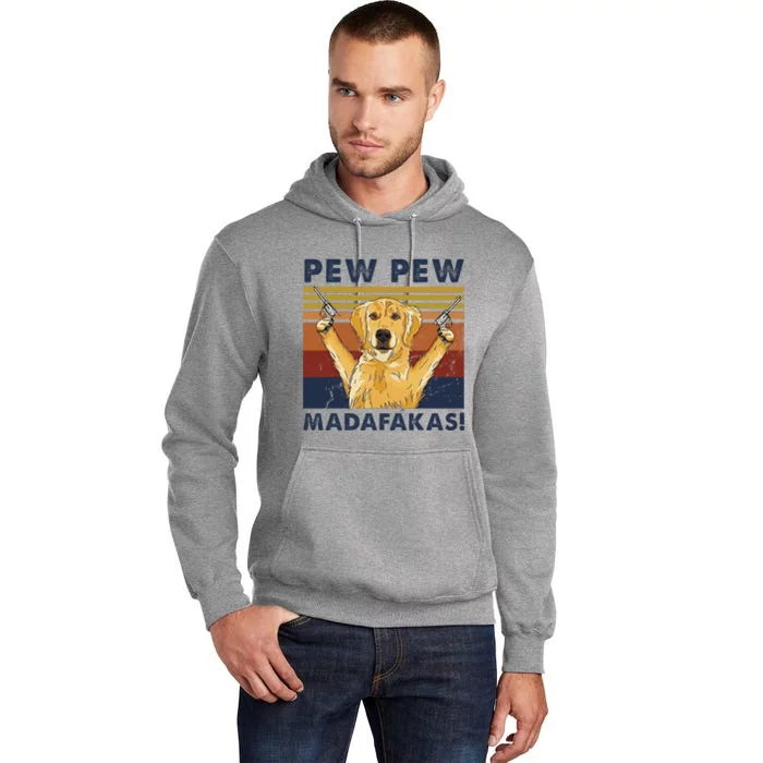 Vintage Golden Retriever Dog Pew Pew Madafakas Dogs Lovers Tall Hoodie