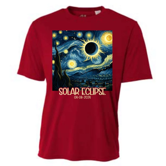 Van Gogh Starry Night Total Solar Eclipse April 8 2024 Cooling Performance Crew T-Shirt