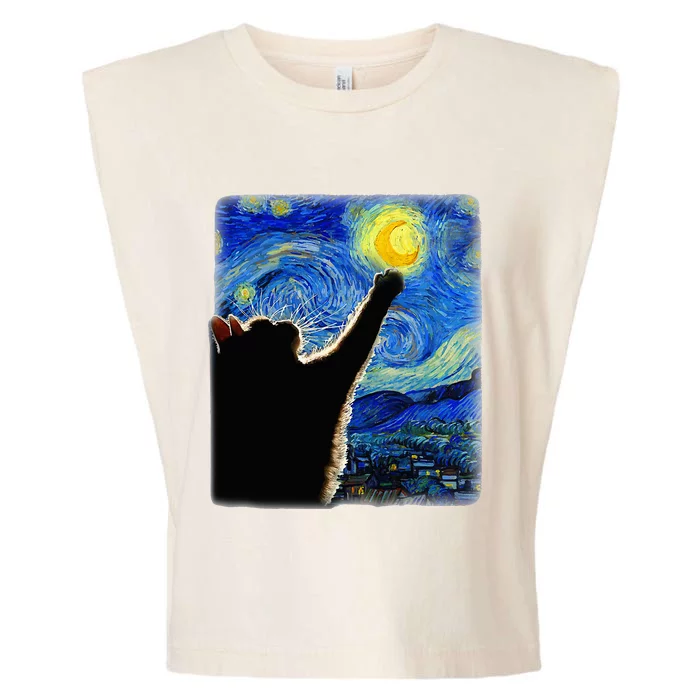 Van Gogh Starry Night Cat Garment-Dyed Women's Muscle Tee