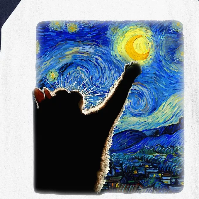 Van Gogh Starry Night Cat Baseball Sleeve Shirt