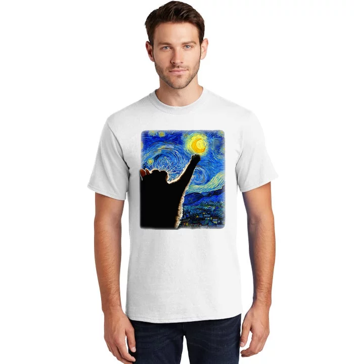 Van Gogh Starry Night Cat Tall T-Shirt