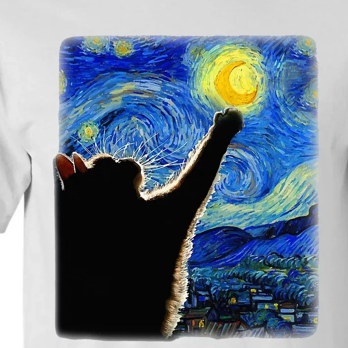 Van Gogh Starry Night Cat Tall T-Shirt