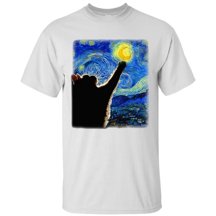 Van Gogh Starry Night Cat Tall T-Shirt