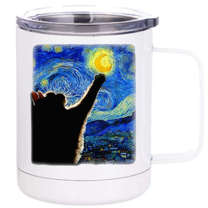 Van Gogh Starry Night Cat Front & Back 12oz Stainless Steel Tumbler Cup