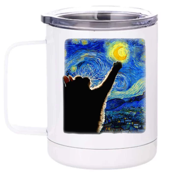 Van Gogh Starry Night Cat Front & Back 12oz Stainless Steel Tumbler Cup