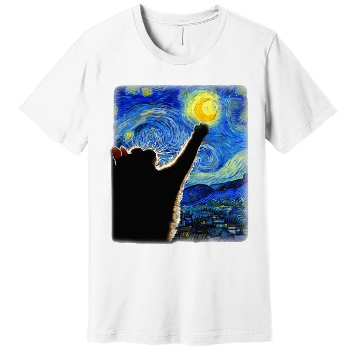 Van Gogh Starry Night Cat Premium T-Shirt