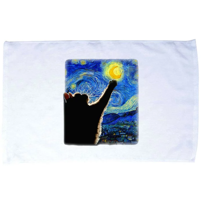 Van Gogh Starry Night Cat Microfiber Hand Towel