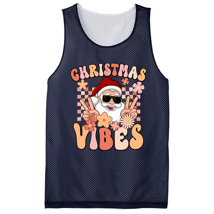 Vintage Groovy Santa Claus Christmas Vibes Mesh Reversible Basketball Jersey Tank